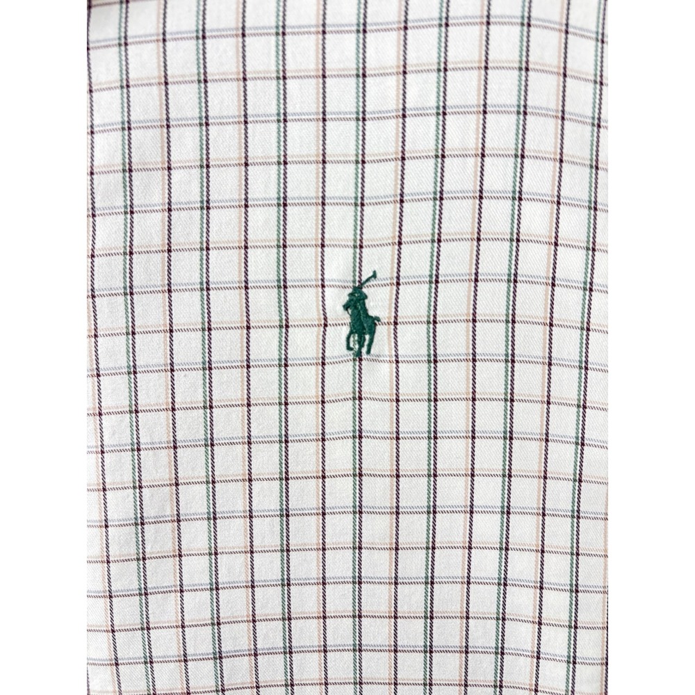 Ralph Lauren Shirt Mens XXL White Green Classic‎ Fit Plaid Check Long Sleeve